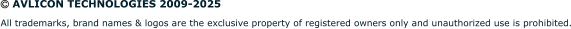 AVLICON TECHNOLOGIES 2009-2025 All trademarks, brand names & logos are the exclusive property of registered owners only and unauthorized use is prohibited.